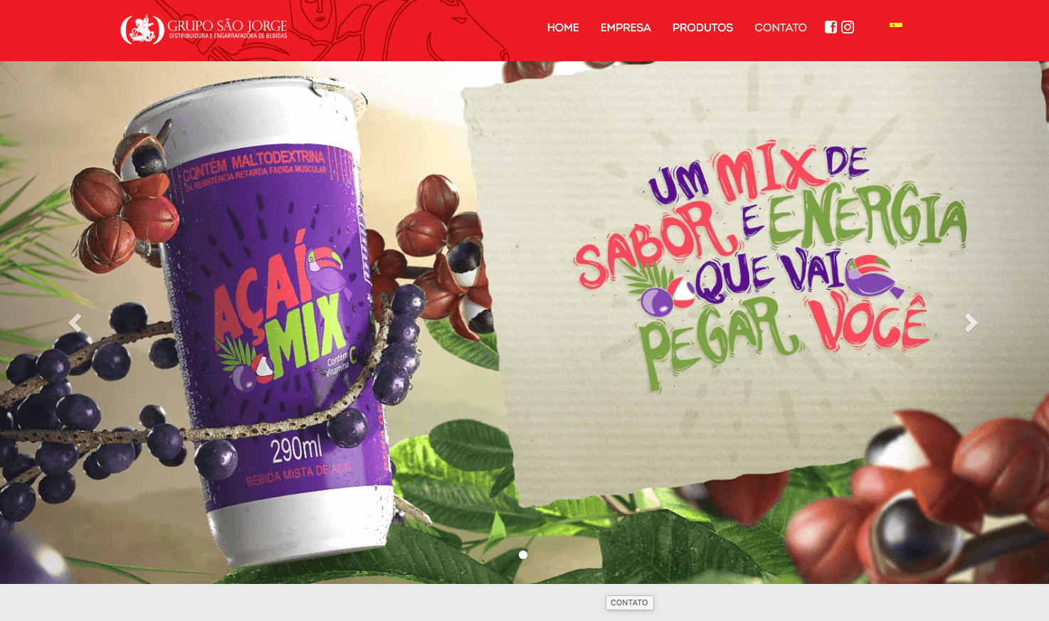 Site do Grupo São Jorge, distribuidora e engarrafadora de bebidas