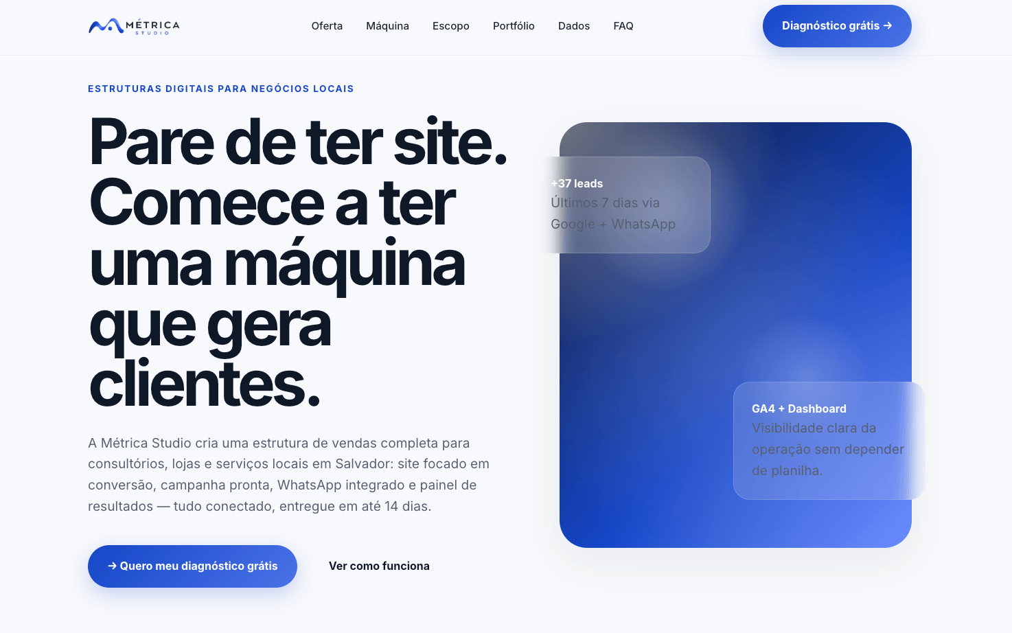 Site institucional da Métrica Studio