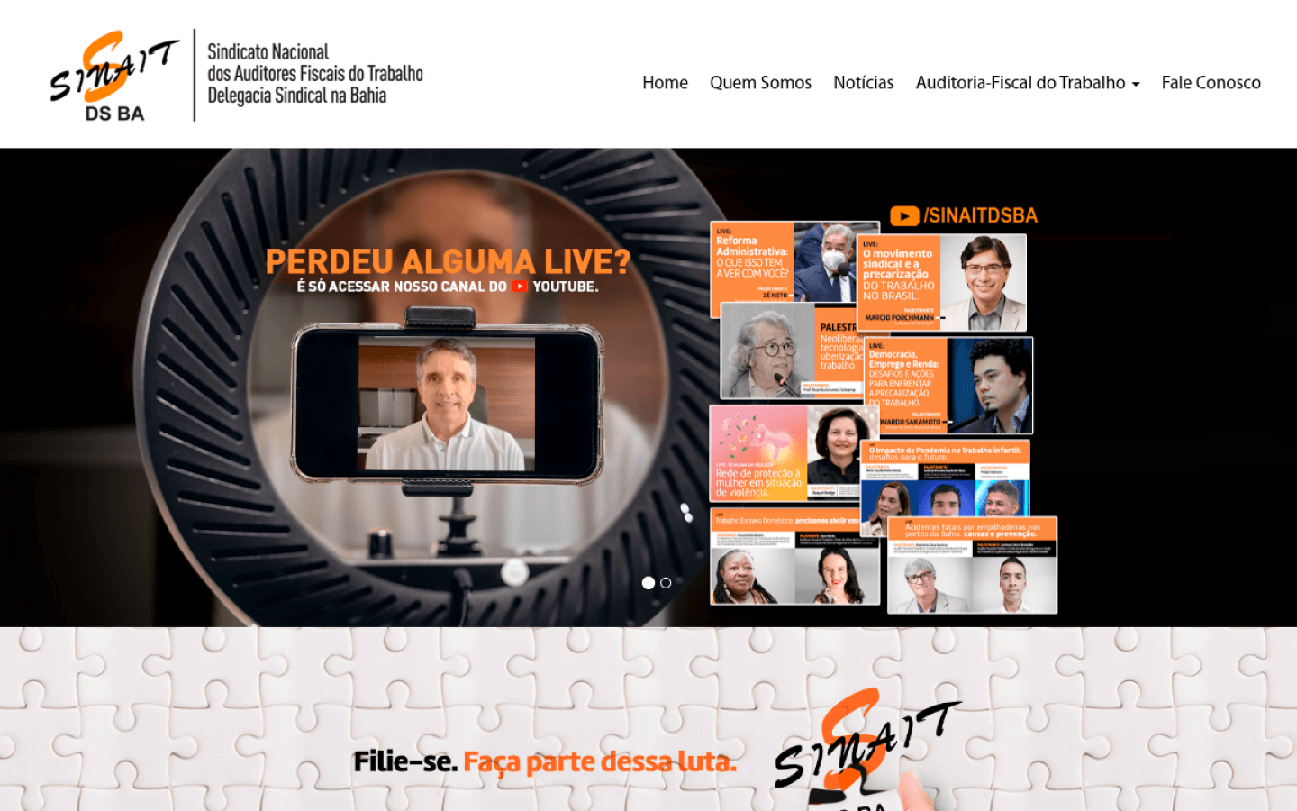 Site institucional do SINAIT DS BA